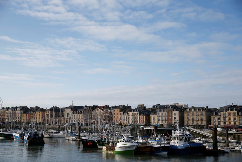 General view of the harbour and town of Dieppe