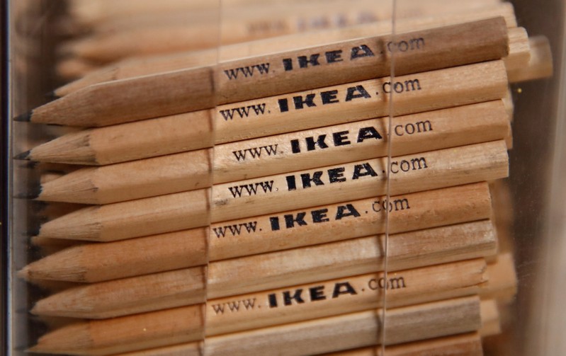FILE PHOTO: Giveaway pencils are stacked at a store of IKEA, the world's biggest furniture