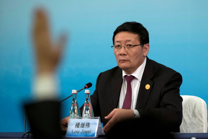 China's Minister of Finance Lou Jiwei attends a press conference held at the close of the G20