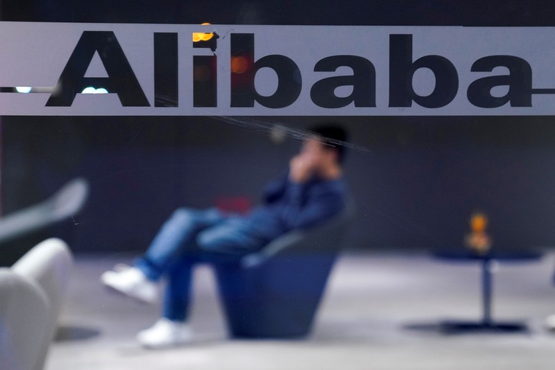 The logo of Alibaba Group is seen during Alibaba Group's 11.11 Singles' Day global shopping