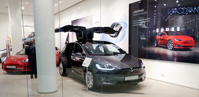 A flagstore shop of electric carmaker Tesla is pictured in Berlin