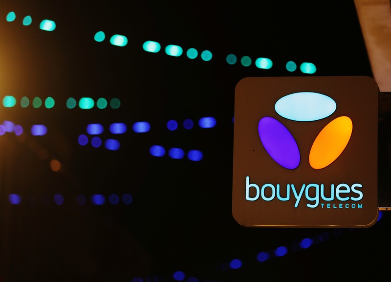 The logo of Bouygues Telecom is seen at the entrance of a shop in Nice