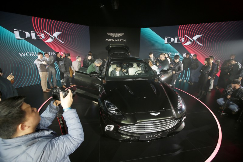 Aston Martin DBX, the company's first sport utility vehicle, is displayed at its global launch