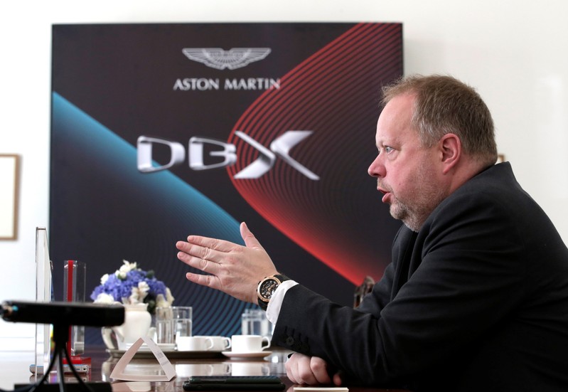 CEO of Aston Martin Andy Palmer speaks during an interview before a global launch ceremony of
