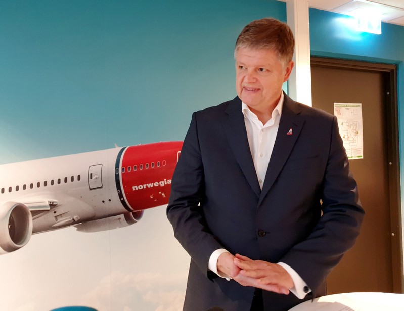 Norwegian Air CEO Schram speaks to media in  Oslo
