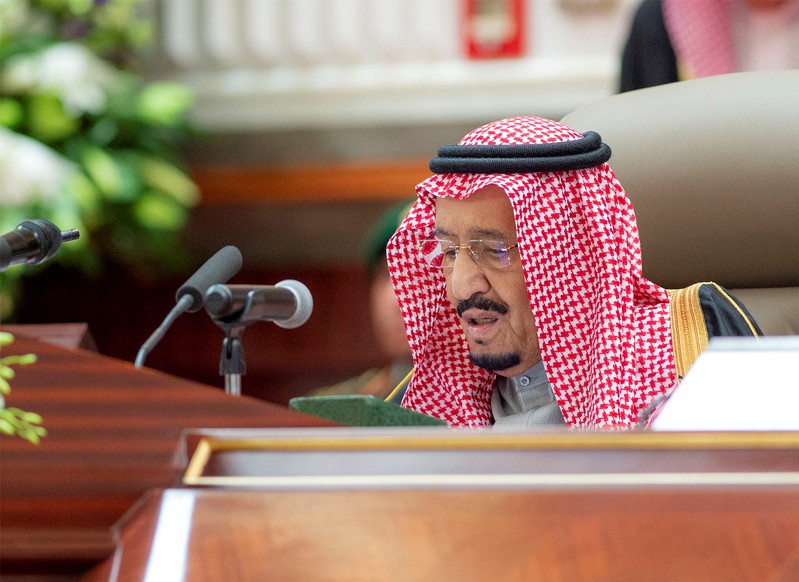 Saudi Arabia's King Salman bin Abdulaziz Al Saud addresses the Shura Council in Riyadh