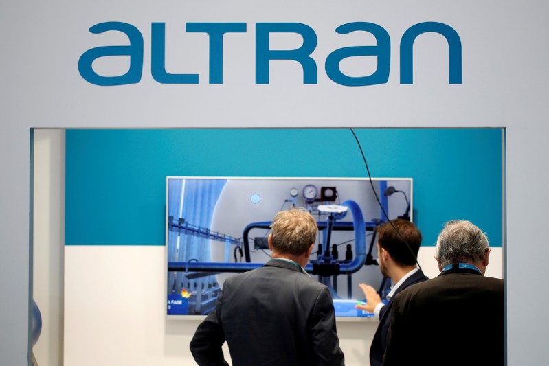 FILE PHOTO: The logo of Altran is pictured at the World Nuclear Exhibition (WNE), the trade