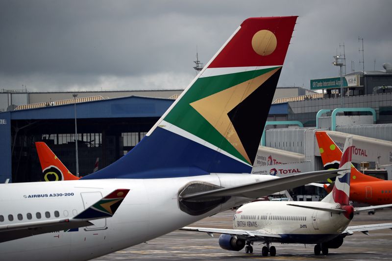 FILE PHOTO: Logo of SAA is seen on an aircraft at O.R. Tambo International Airport in