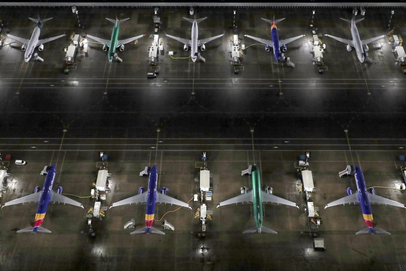 FILE PHOTO: Aerial photos show Boeing 737 Max airplanes on the tarmac in Seattle