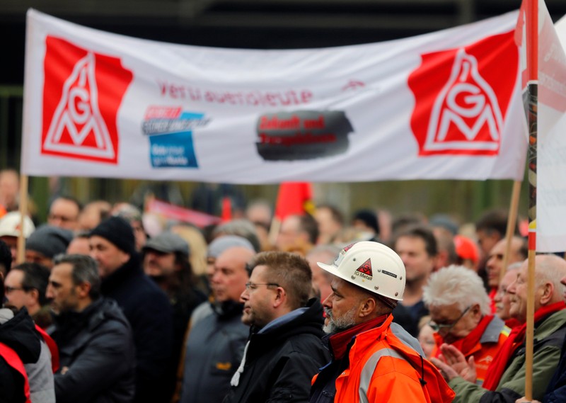 ThyssenKrupp AG workers protest in Duisburg