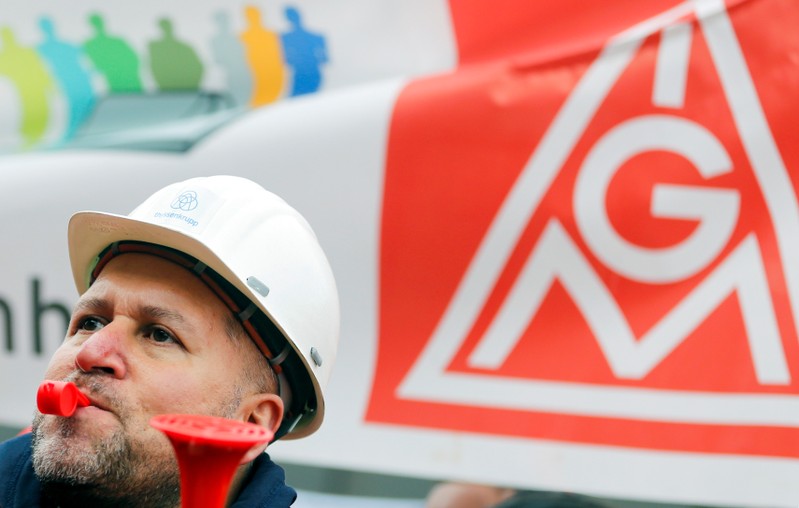 ThyssenKrupp AG workers protest in Duisburg