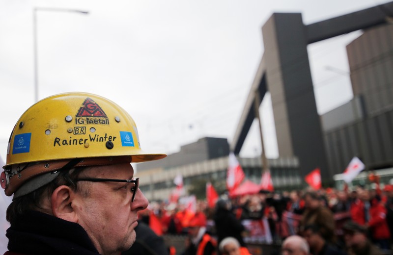 ThyssenKrupp AG workers protest in Duisburg