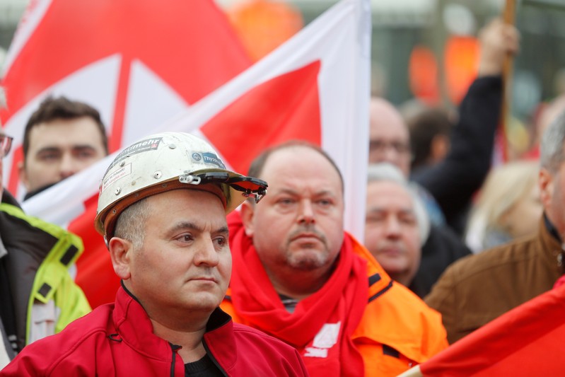 ThyssenKrupp AG workers protest in Duisburg