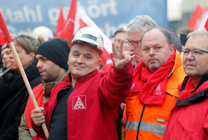 ThyssenKrupp AG workers protest in Duisburg