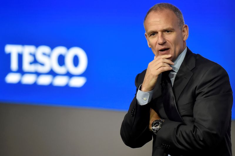 FILE PHOTO: Tesco Group Chief Executive, Dave Lewis speaks at an analyst presentation in