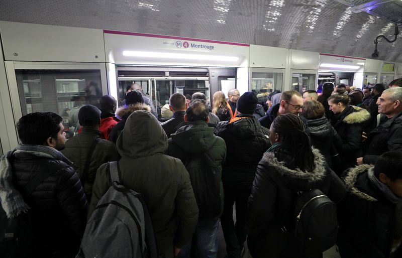 Seventh day of strike by all unions of the Paris transport network and French SNCF workers, in