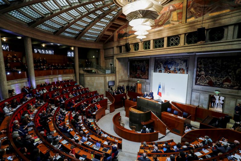 French Prime Minister Edouard Philippe unveils the details of a pensions reform plan before the