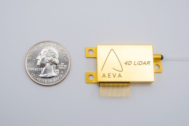 Handout photo of Aeva Inc's lidar chip for autonomous vehicles