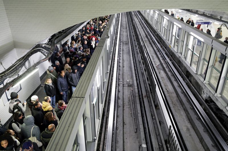 Seventh day of strike by all unions of the Paris transport network and French SNCF workers, in