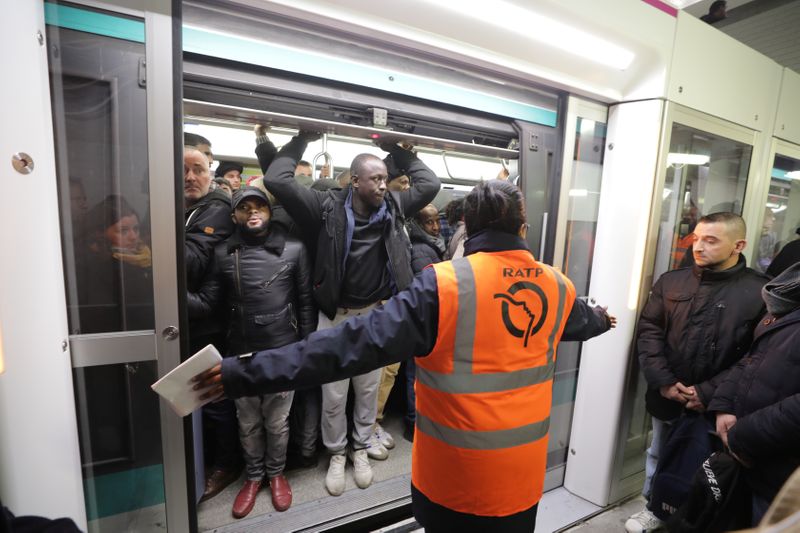 Seventh day of strike by all unions of the Paris transport network and French SNCF workers, in