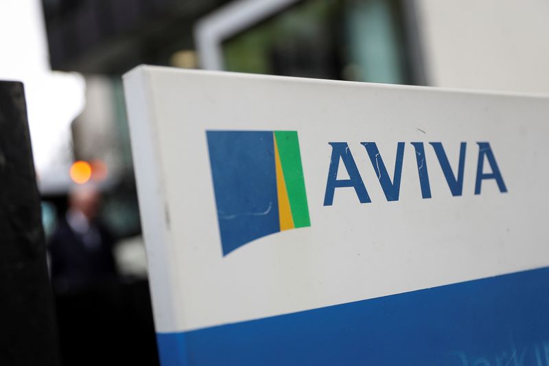 FILE PHOTO: The Aviva logo sits outside the company head office in the city of London