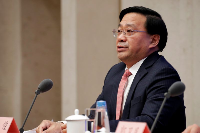 Chinese Vice Minister of Foreign Affairs Zheng Zeguang attends a news conference on the state