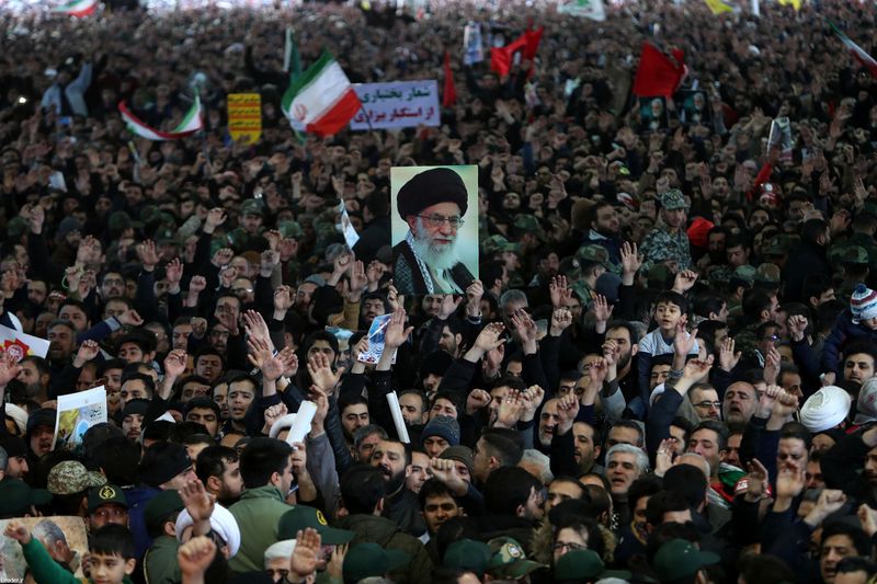 Funeral procession for Major-General Soleimani and commander Abu Mahdi al-Muhandis in Tehran