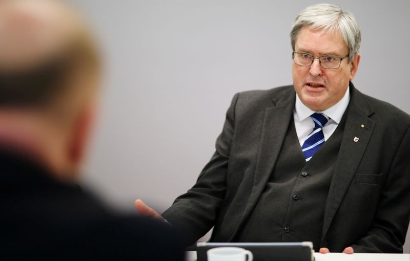 Brandenburg’s Economy Minister Steinbach attends a Reuters interview in Berlin