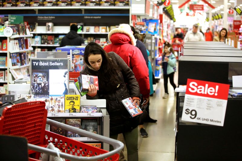 FILE PHOTO: Customers shop during Black Friday sales at a Target store in Chicago