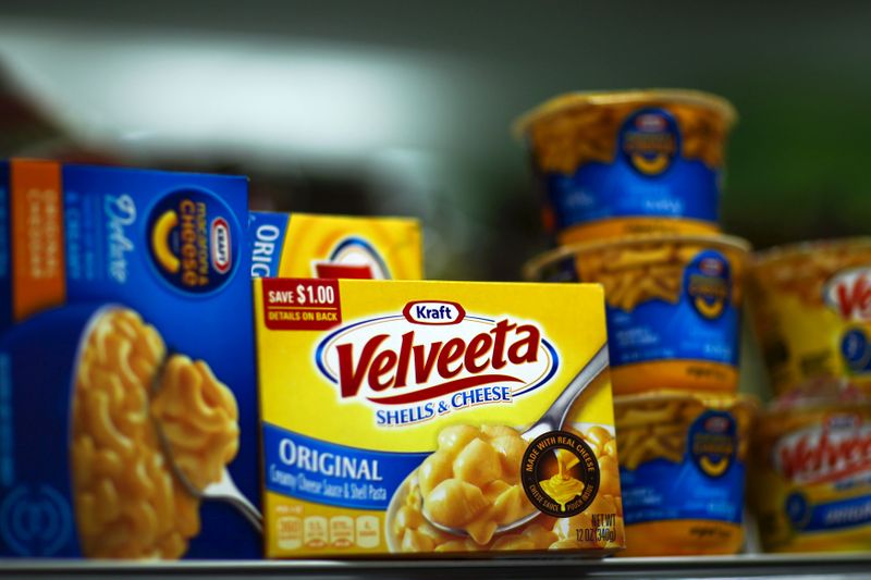 FILE PHOTO: A box of Kraft Velveeta shells and cheese is displayed in a grocery store in New