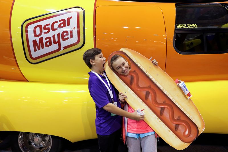 FILE PHOTO: DJ O'Keefe and his sister Dallas pose for a photo with the Oscar Mayer Weiner