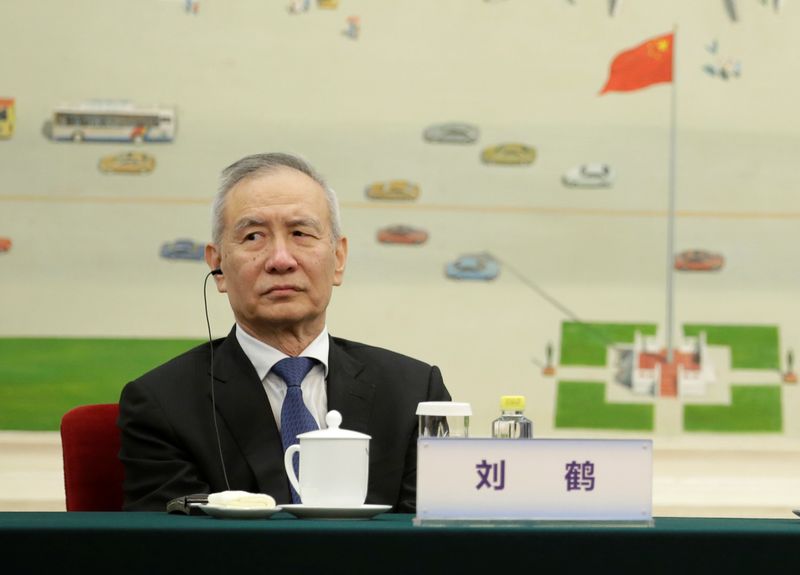 Chinese Vice Premier Liu He attends a meeting with delegates from the 2019 New Economy Forum in