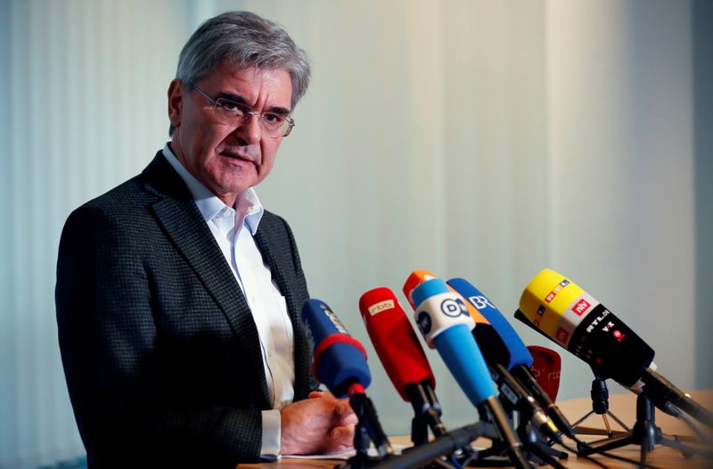 Siemens CEO Joe Kaeser attends a news conference after talks with climate activists in Berlin