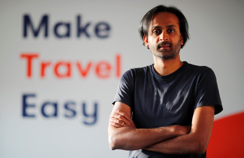 Naren Shaam, the founder-CEO mobility app Omio, is pictured before a Reuters interview in
