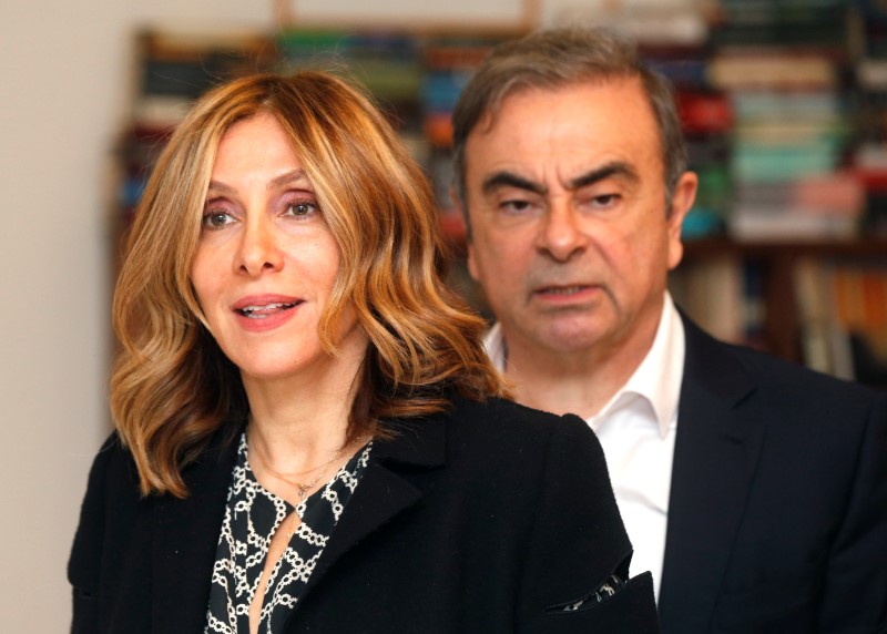 Former Nissan chairman Carlos Ghosn talks during an interview with Reuters in Beirut