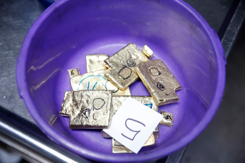 Gold bars weighing 1kg are seen at AGR (African Gold Refinery) in Entebbe