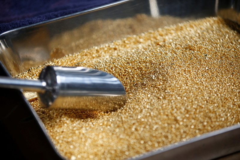 Gold bars are seen before the refining process at AGR (African Gold Refinery) in Entebbe