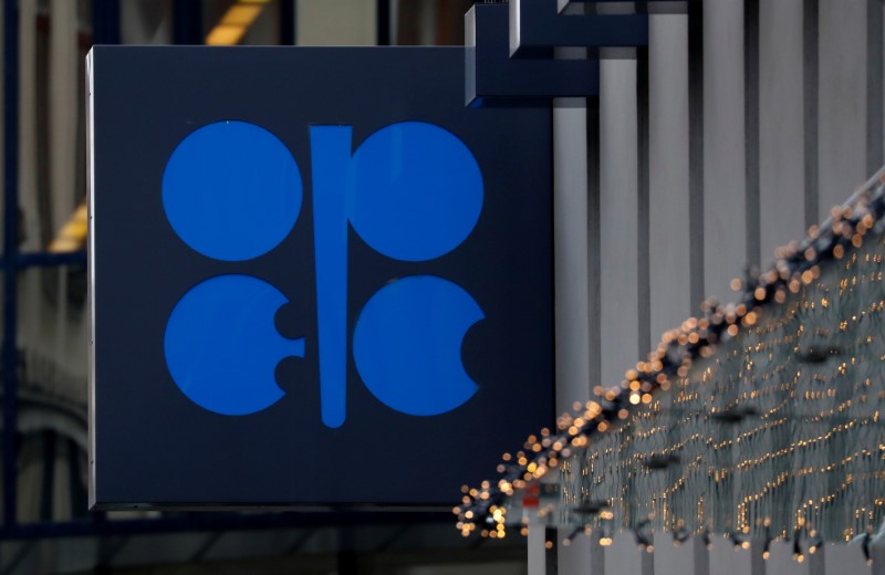 FILE PHOTO: The logo of the Organisation of the Petroleum Exporting Countries (OPEC) sits