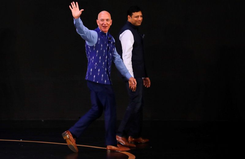 Jeff Bezos, founder of Amazon, attends a company event in New Delhi