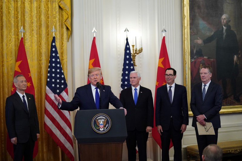 U.S. President Trump hosts U.S.-China trade signing ceremony at the White House in Washington