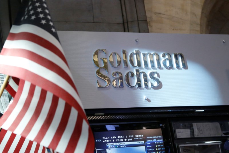 FILE PHOTO: A view of the Goldman Sachs stall on the floor of the New York Stock Exchange