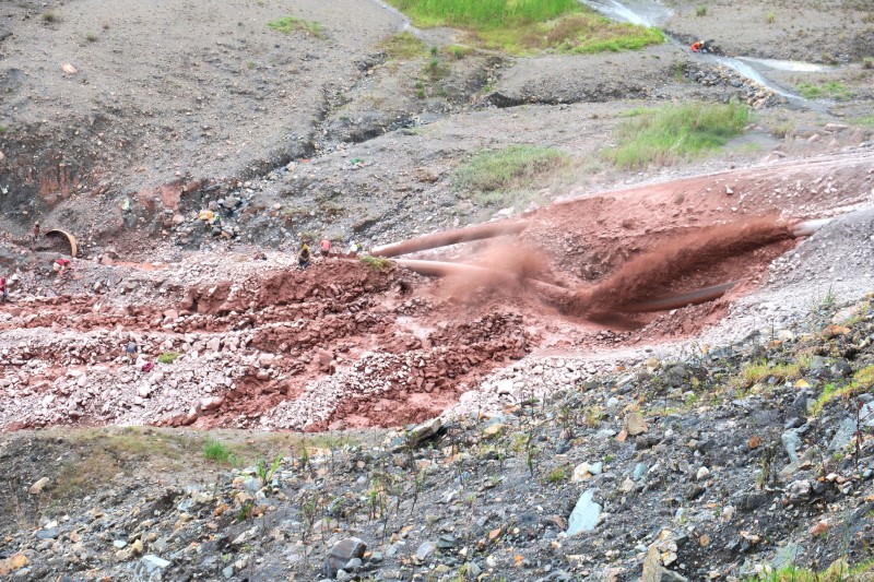 A view of tailings at Barrick Gold Corp's Porgera mine