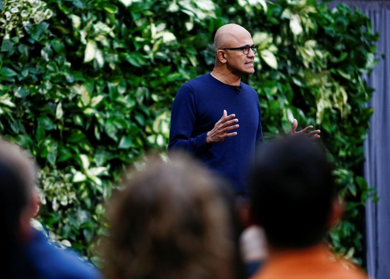 Microsoft CEO Nadella speaks as the company announces plans to be carbon negative by 2030 and