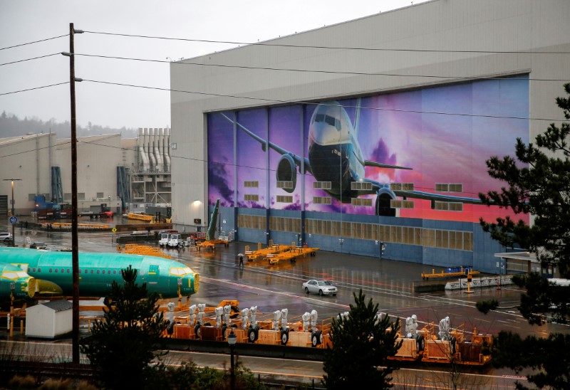 FILE PHOTO: Airplane fuselages bound for Boeing's 737 Max production facility sit in storage at