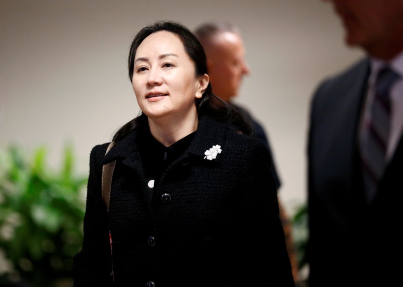 Huawei Chief Financial Officer Meng leaves B.C. Supreme Court during her extradition hearing in