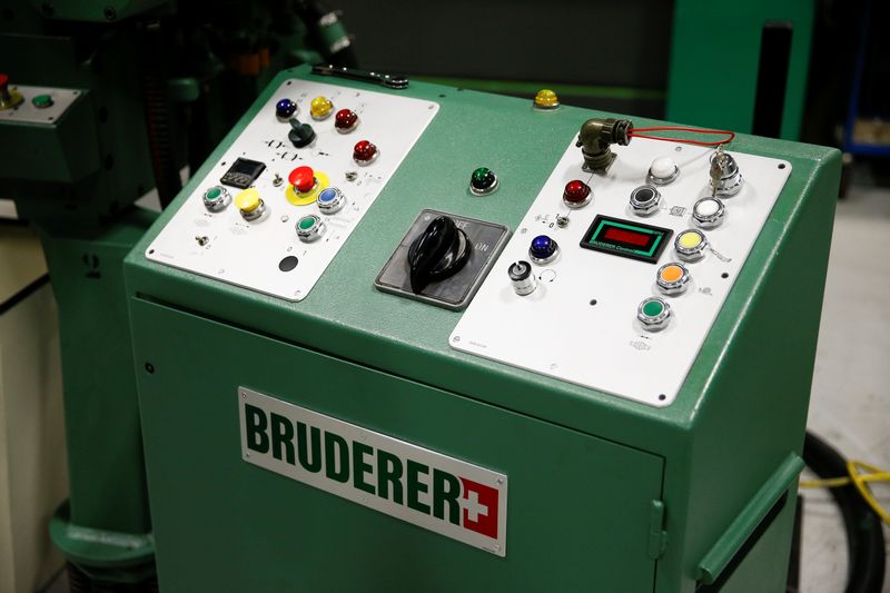 Service Manager of Bruderer Uk Ltd Mark Crawford, inspects a machine at the company's factory