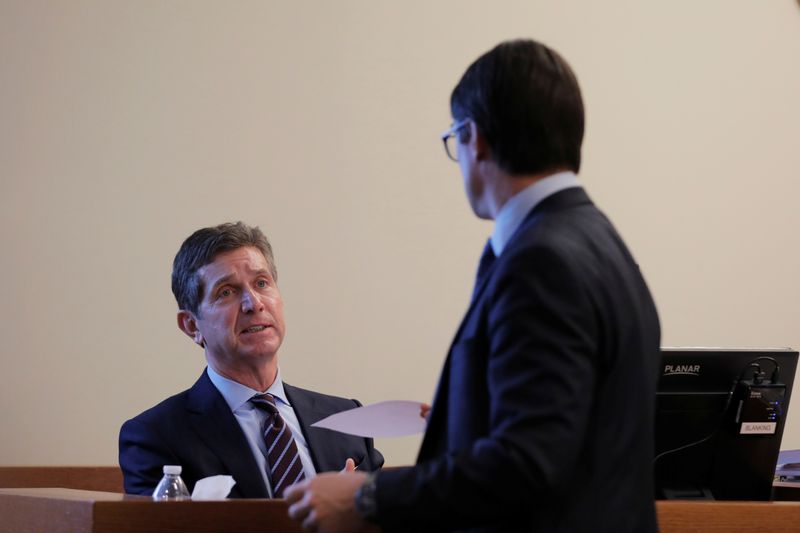 Alex Gorsky, chairman and CEO of Johnson & Johnson, takes the stand as he is questioned by the