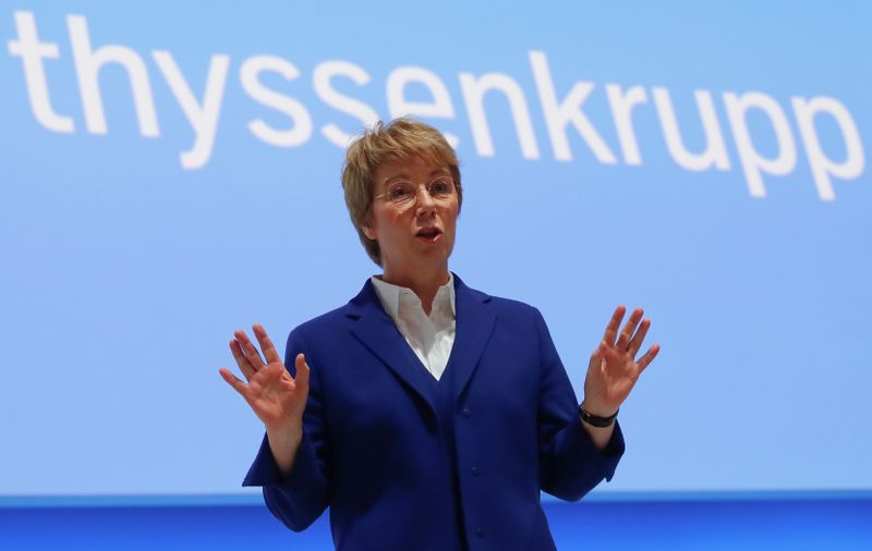 Martina Merz, CEO of German steelmaker Thyssenkrupp AG, attends the annual shareholders meeting