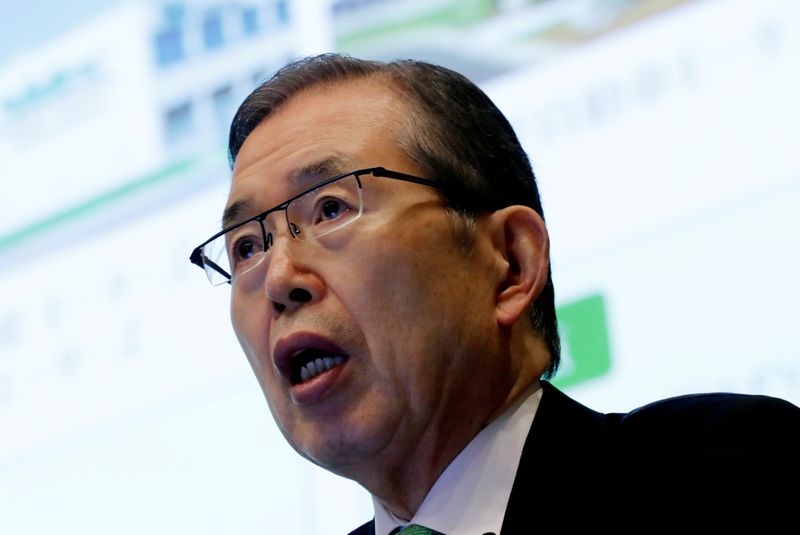 FILE PHOTO: Nidec Corp' s CEO Shigenobu Nagamori speaks at an earnings results news conference