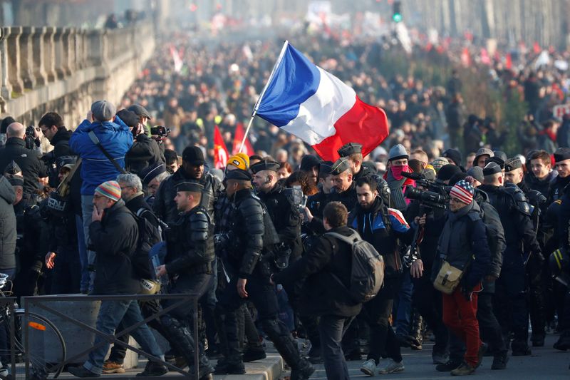FILE PHOTO: Nationwide day of strike and protests against pensions reform in France
